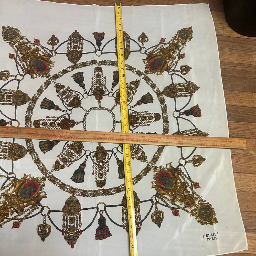 Hermes Gold and Brown Emblem Scarf - Picture 2 of 9